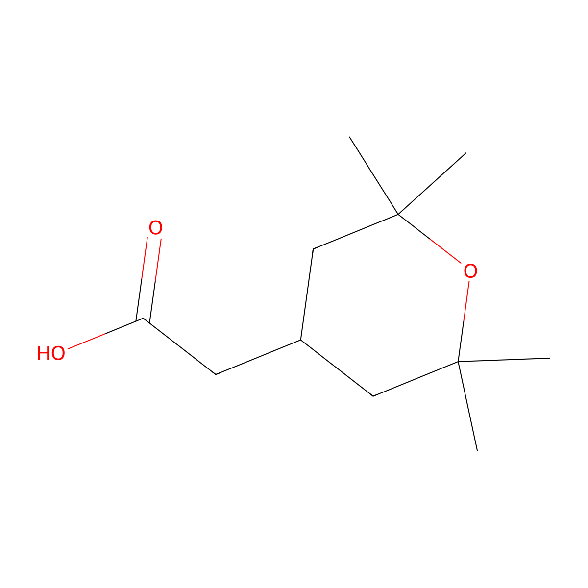 2-(2,2,6,6-Tetramethyloxan-4-yl)acetic acid molecular structure, CAS 1098432-96-2