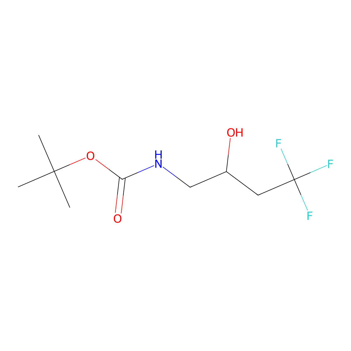 tert-butyl N-(4,4,4-trifluoro-2-hydroxybutyl)carbamate molecular structure, CAS 1098535-51-3