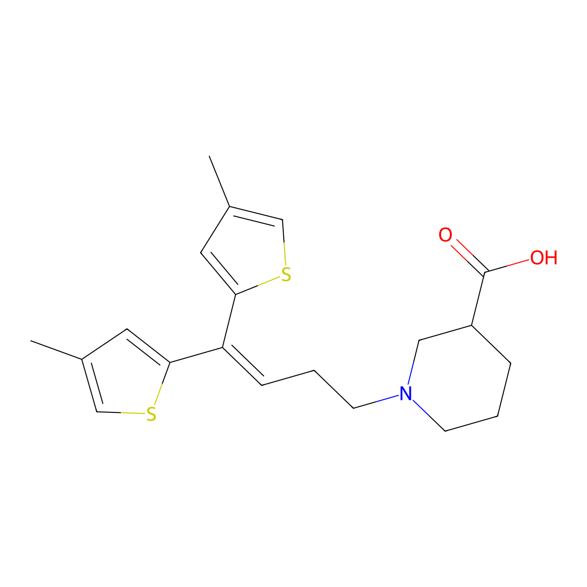 1-[4,4-Bis(4-methylthiophen-2-yl)but-3-en-1-yl]piperidine-3-carboxylic acid molecular structure, CAS 109857-65-0