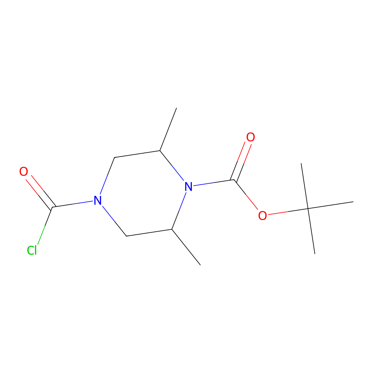 cis-4-Chlorocarbonyl-2,6-dimethyl-piperazine-1-carboxylic acid tert-butyl ester molecular structure, CAS 1098598-00-5
