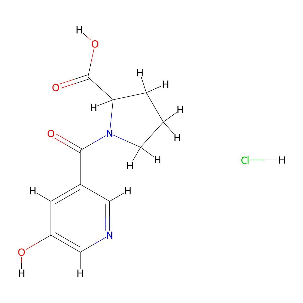 1-(5-Hydroxypyridine-3-carbonyl)-pyrrolidine-2-carboxylic acid hydrochloride molecular structure, CAS 1098610-92-4