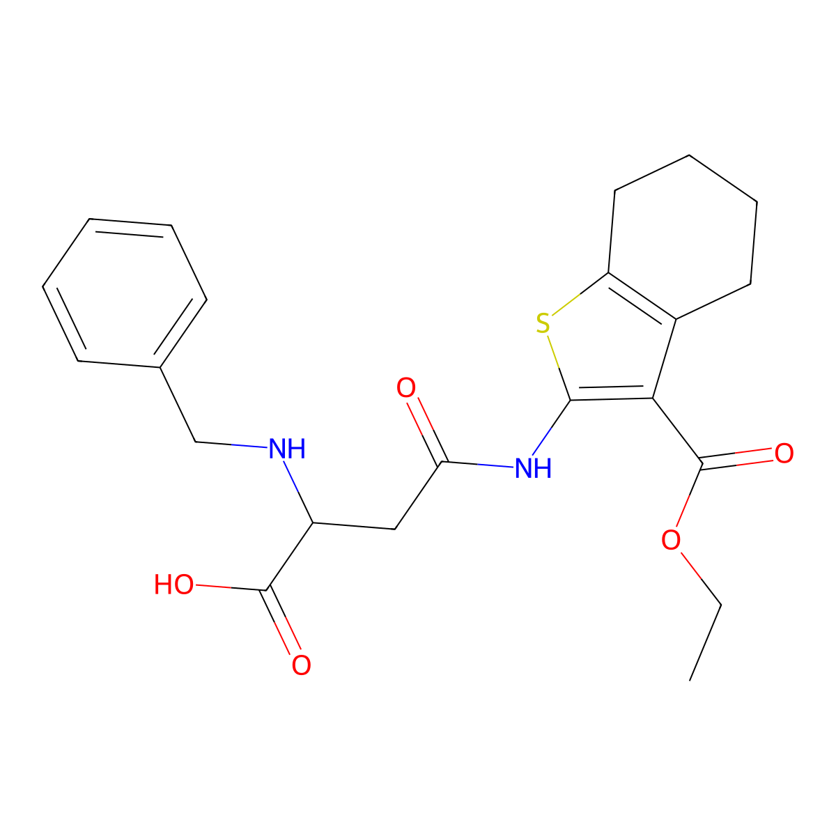 2-(Benzylamino)-3-{[3-(ethoxycarbonyl)-4,5,6,7-tetrahydro-1-benzothiophen-2-YL]carbamoyl}propanoic acid molecular structure, CAS 1098619-67-0