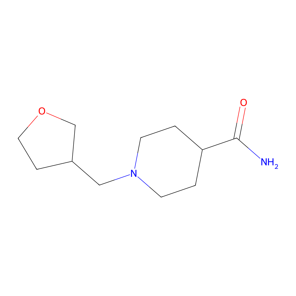 1-((Tetrahydrofuran-3-yl)methyl)piperidine-4-carboxamide molecular structure, CAS 1098627-22-5