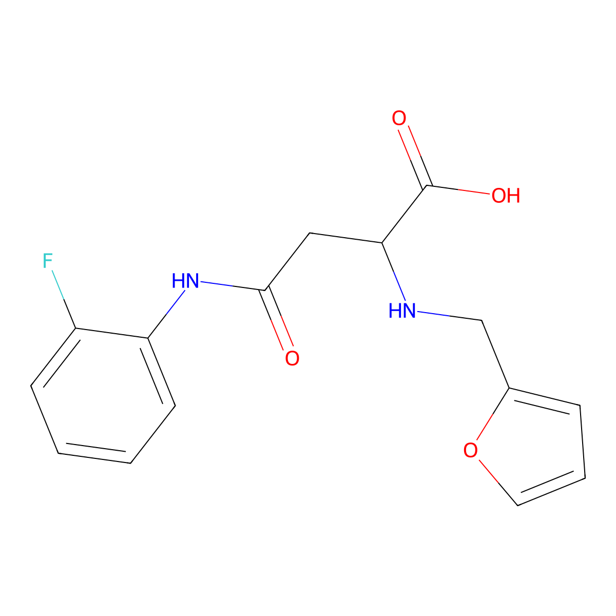 4-((2-Fluorophenyl)amino)-2-((furan-2-ylmethyl)amino)-4-oxobutanoic acid molecular structure, CAS 1098630-83-1