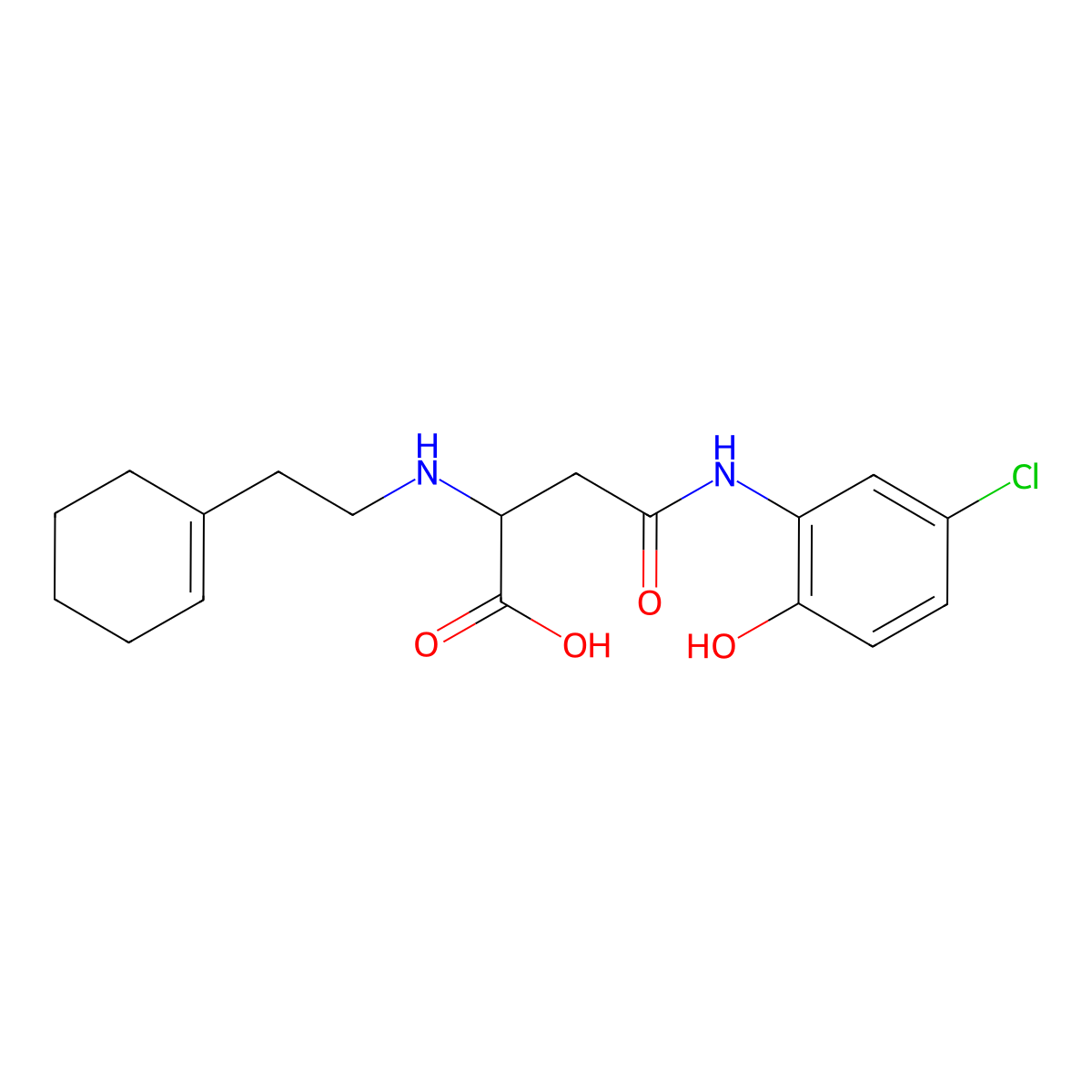 4-((5-Chloro-2-hydroxyphenyl)amino)-2-((2-(cyclohex-1-en-1-yl)ethyl)amino)-4-oxobutanoic acid molecular structure, CAS 1098632-13-3