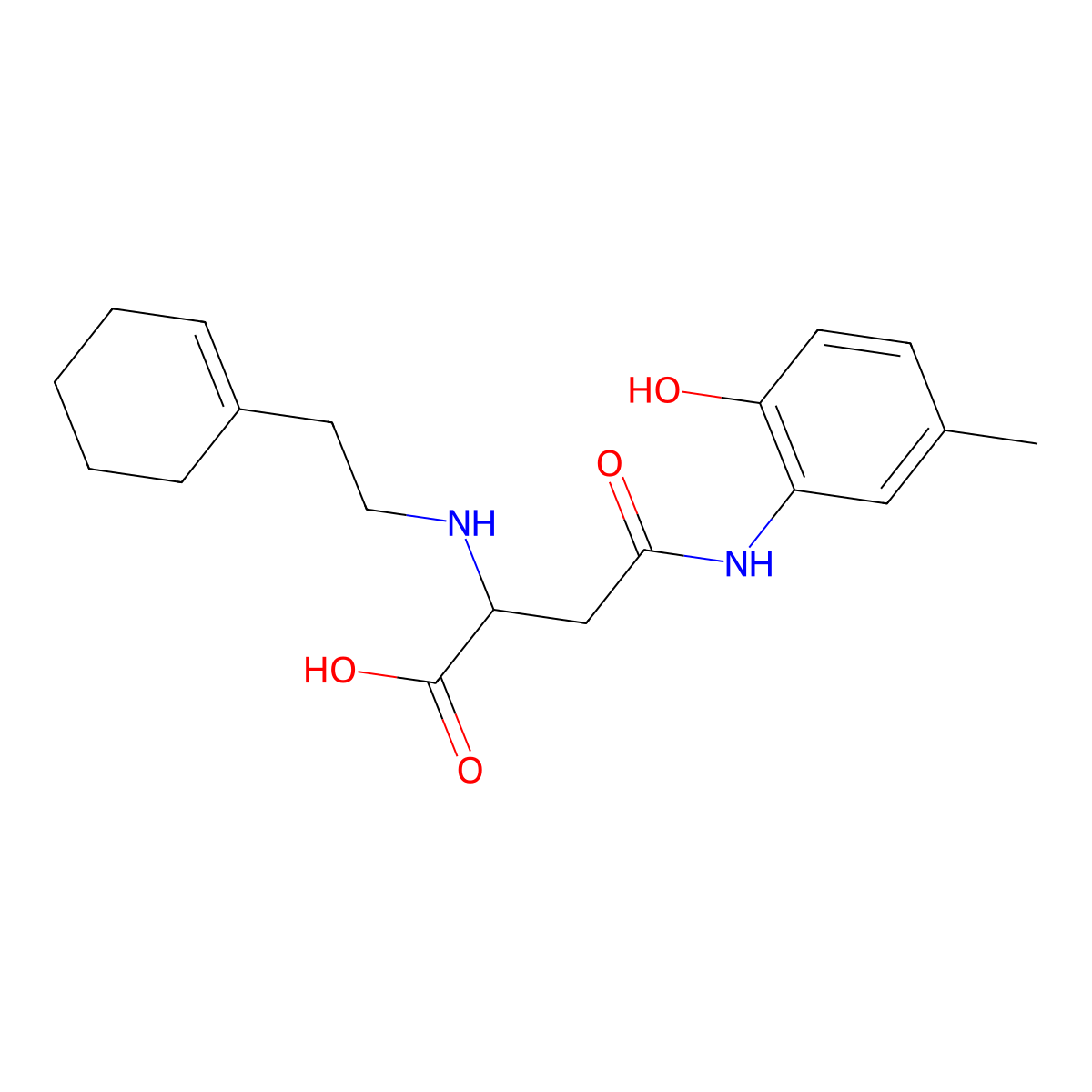 2-((2-(Cyclohex-1-en-1-yl)ethyl)amino)-4-((2-hydroxy-5-methylphenyl)amino)-4-oxobutanoic acid molecular structure, CAS 1098633-56-7