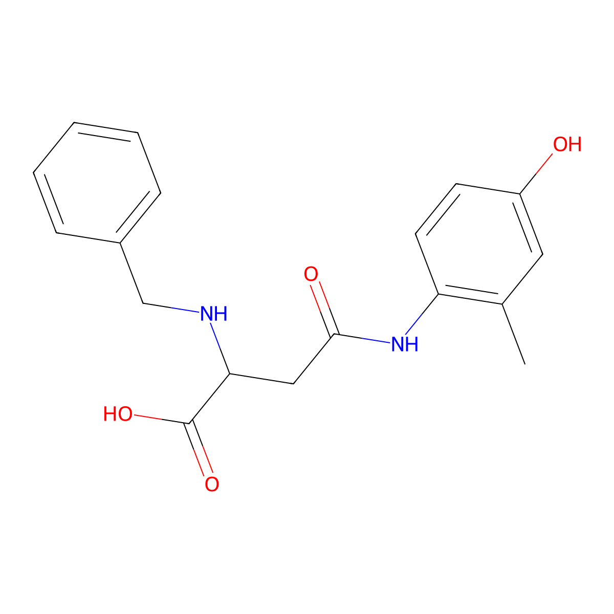 2-(Benzylamino)-4-((4-hydroxy-2-methylphenyl)amino)-4-oxobutanoic acid molecular structure, CAS 1098635-09-6