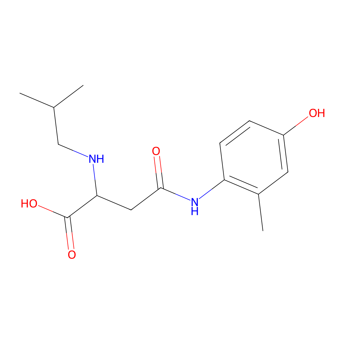 4-((4-Hydroxy-2-methylphenyl)amino)-2-(isobutylamino)-4-oxobutanoic acid molecular structure, CAS 1098635-75-6