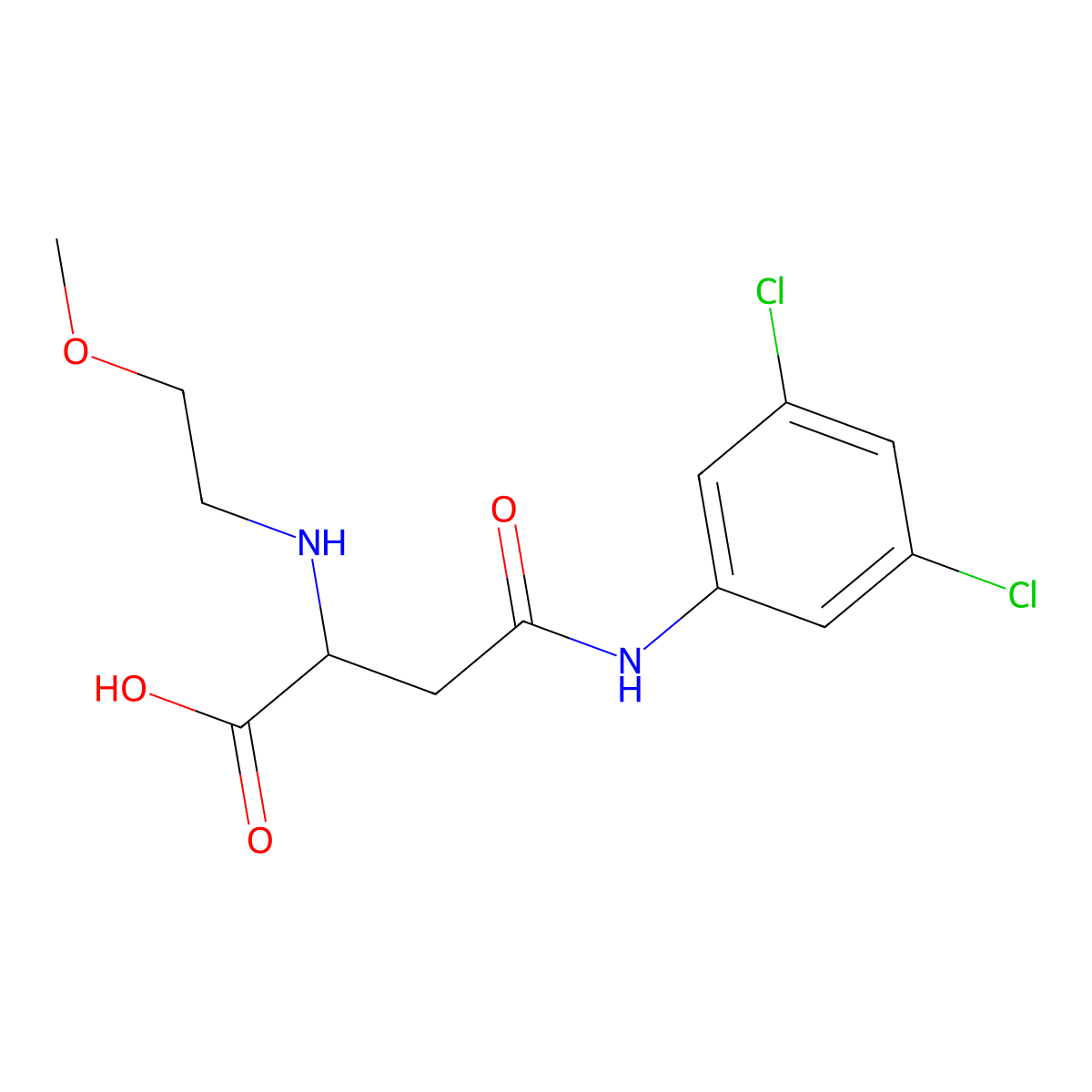 4-((3,5-Dichlorophenyl)amino)-2-((2-methoxyethyl)amino)-4-oxobutanoic acid molecular structure, CAS 1098635-86-9