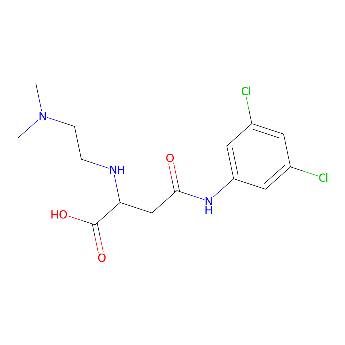 4-((3,5-Dichlorophenyl)amino)-2-((2-(dimethylamino)ethyl)amino)-4-oxobutanoic acid molecular structure, CAS 1098636-84-0