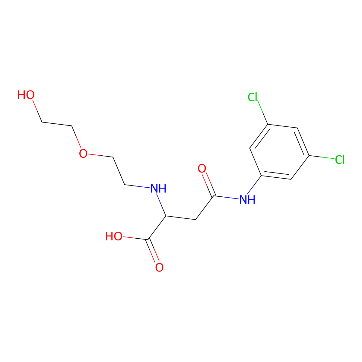 4-((3,5-Dichlorophenyl)amino)-2-((2-(2-hydroxyethoxy)ethyl)amino)-4-oxobutanoic acid molecular structure, CAS 1098637-12-7