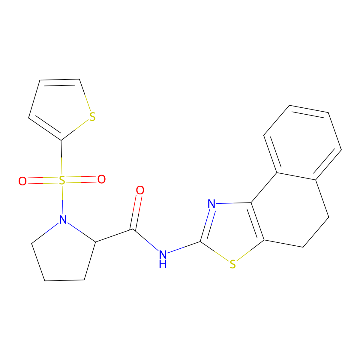 N-(4,5-dihydronaphtho[1,2-d]thiazol-2-yl)-1-(thiophen-2-ylsulfonyl)pyrrolidine-2-carboxamide molecular structure, CAS 1098638-49-3