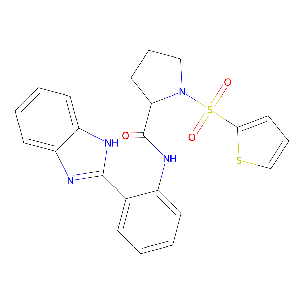 N-(2-(1H-benzo[d]imidazol-2-yl)phenyl)-1-(thiophen-2-ylsulfonyl)pyrrolidine-2-carboxamide molecular structure, CAS 1098638-70-0