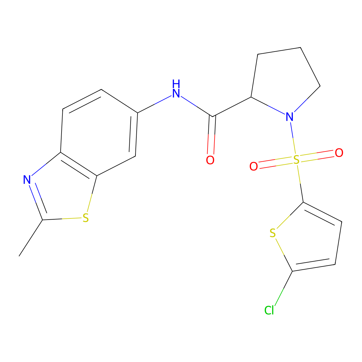 1-((5-chlorothiophen-2-yl)sulfonyl)-N-(2-methylbenzo[d]thiazol-6-yl)pyrrolidine-2-carboxamide molecular structure, CAS 1098643-88-9
