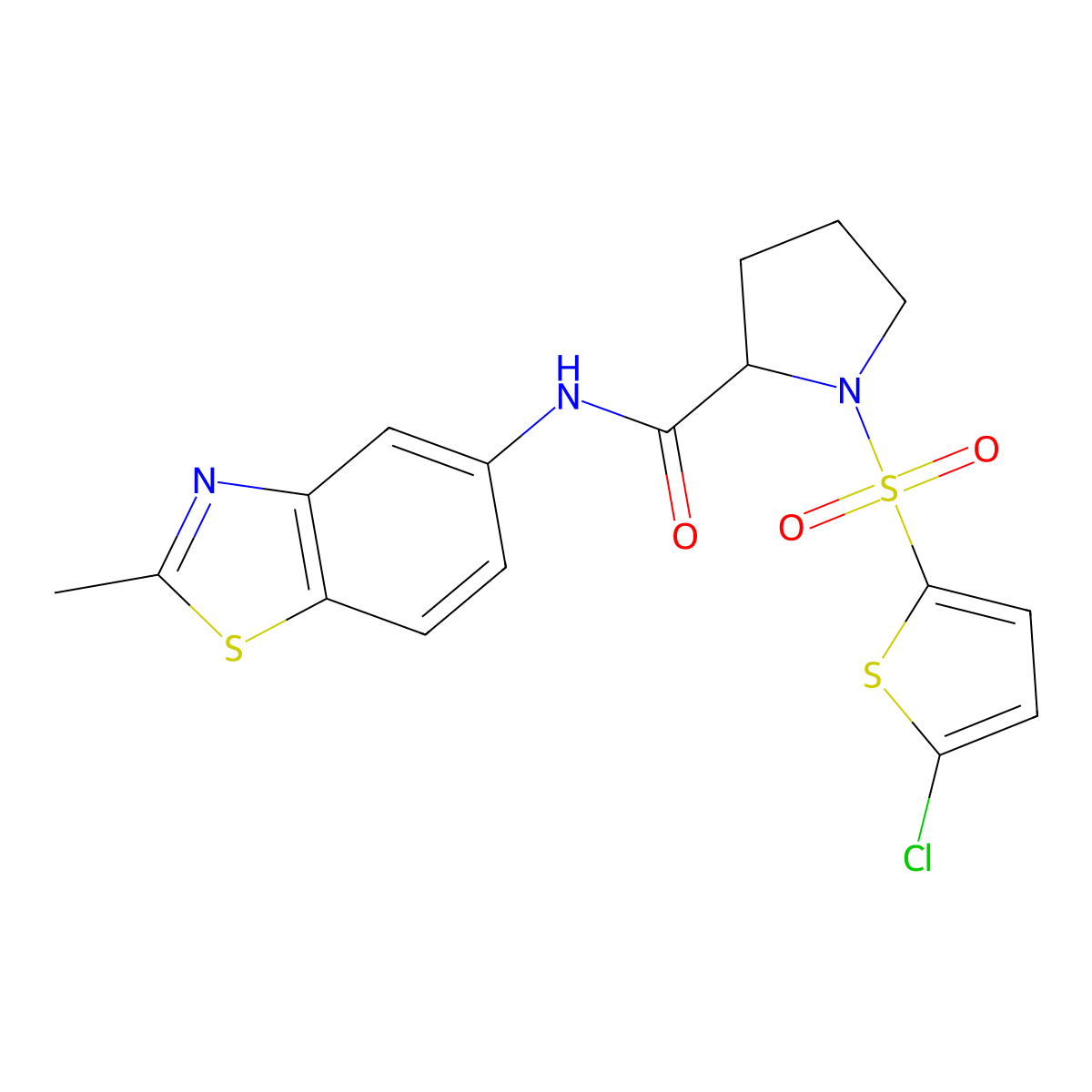 1-((5-chlorothiophen-2-yl)sulfonyl)-N-(2-methylbenzo[d]thiazol-5-yl)pyrrolidine-2-carboxamide molecular structure, CAS 1098644-38-2