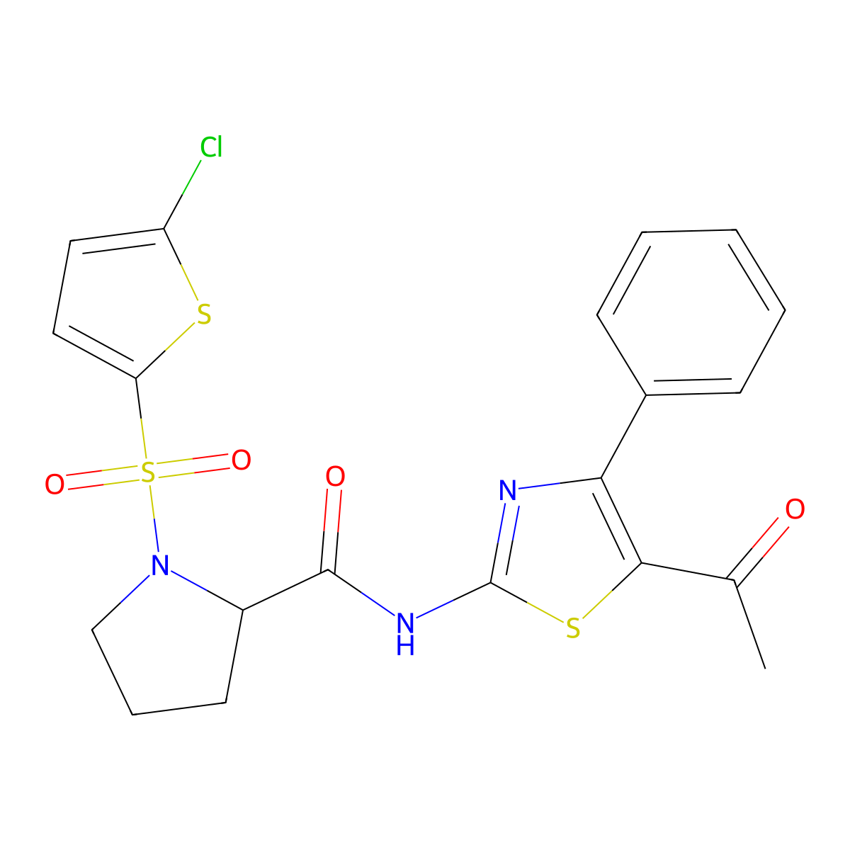 N-(5-acetyl-4-phenylthiazol-2-yl)-1-((5-chlorothiophen-2-yl)sulfonyl)pyrrolidine-2-carboxamide molecular structure, CAS 1098644-46-2