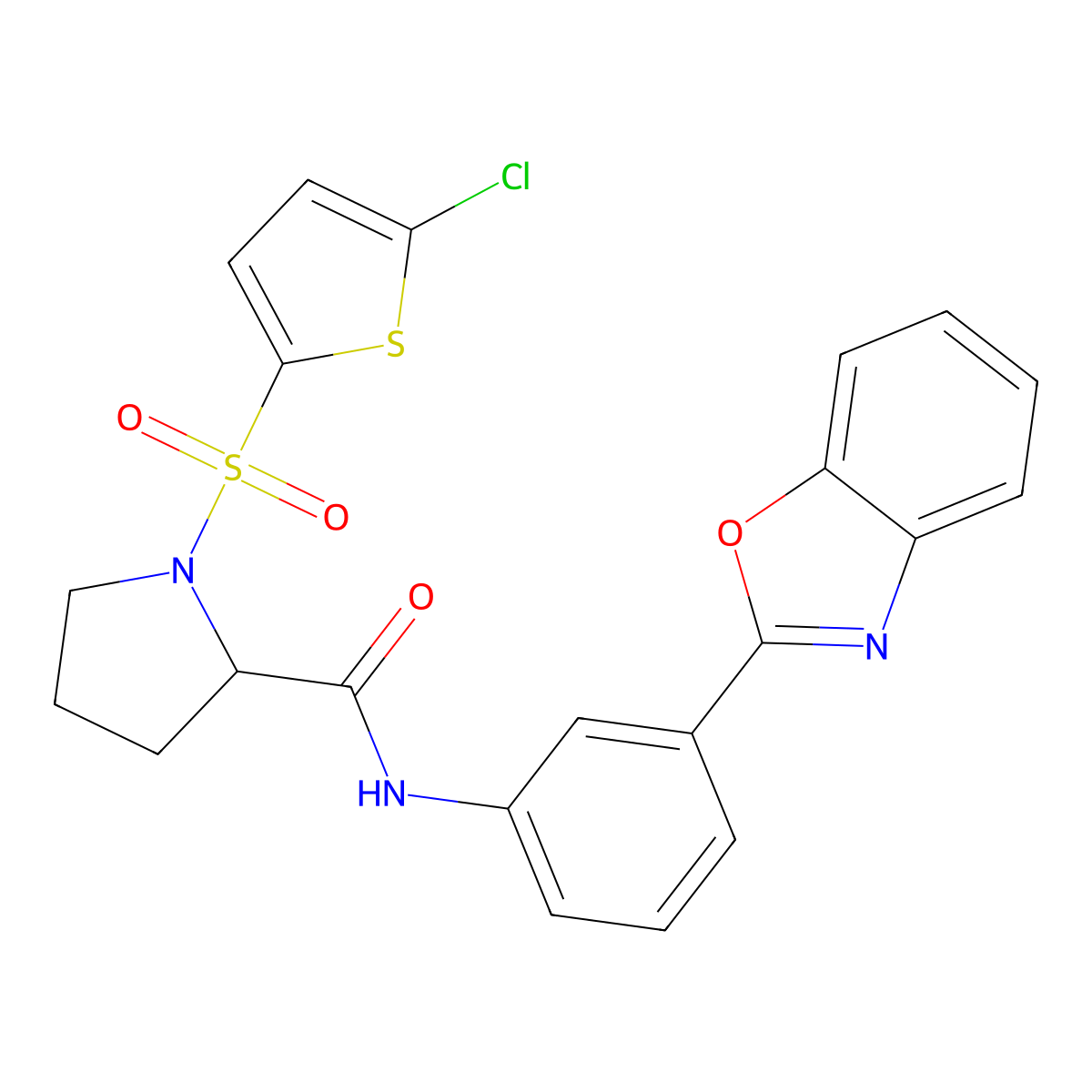 N-(3-(benzo[d]oxazol-2-yl)phenyl)-1-((5-chlorothiophen-2-yl)sulfonyl)pyrrolidine-2-carboxamide molecular structure, CAS 1098644-71-3