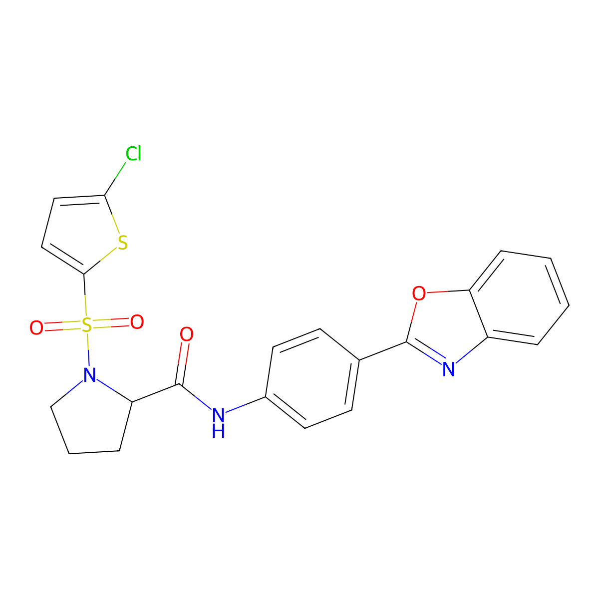 N-(4-(benzo[d]oxazol-2-yl)phenyl)-1-((5-chlorothiophen-2-yl)sulfonyl)pyrrolidine-2-carboxamide molecular structure, CAS 1098644-77-9