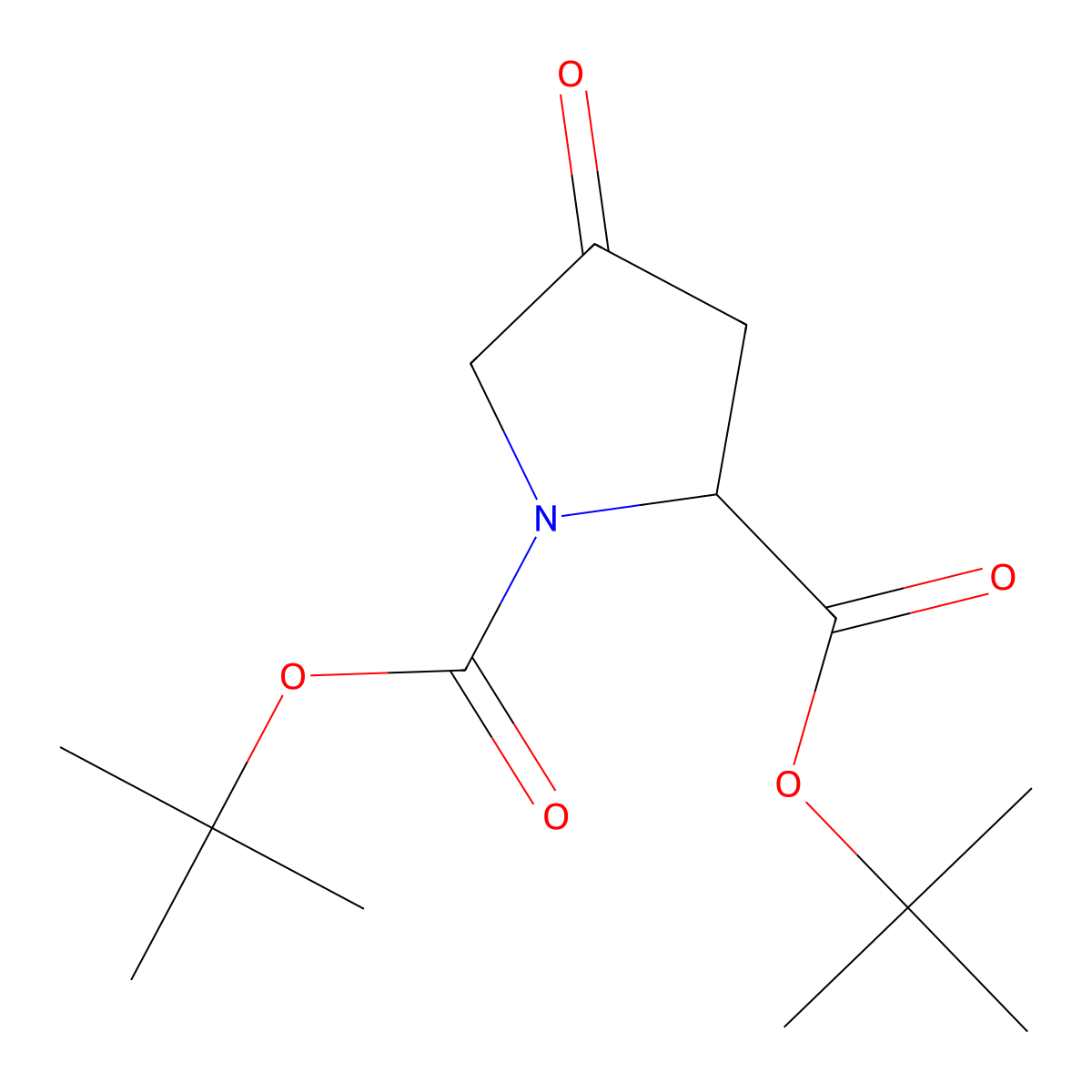 Ditert-butyl 4-oxopyrrolidine-1,2-dicarboxylate molecular structure, CAS 1098652-11-9