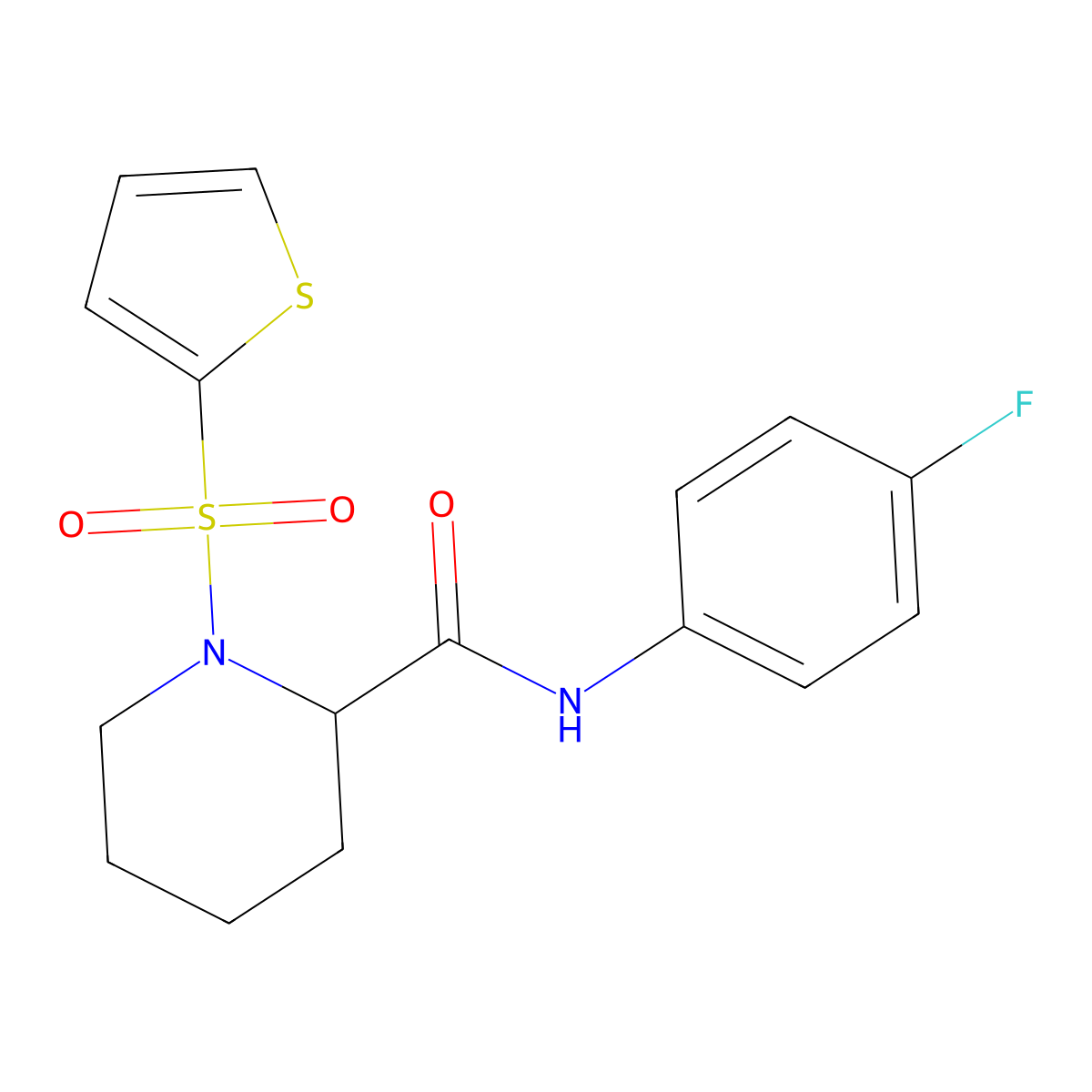 N-(4-fluorophenyl)-1-(thiophen-2-ylsulfonyl)piperidine-2-carboxamide molecular structure, CAS 1098687-79-6
