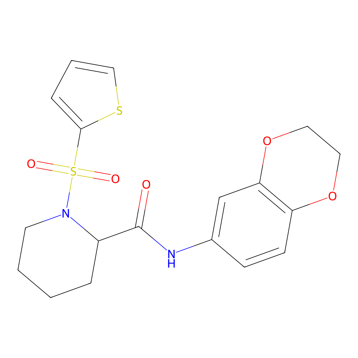 N-(2,3-dihydrobenzo[b][1,4]dioxin-6-yl)-1-(thiophen-2-ylsulfonyl)piperidine-2-carboxamide molecular structure, CAS 1098688-41-5