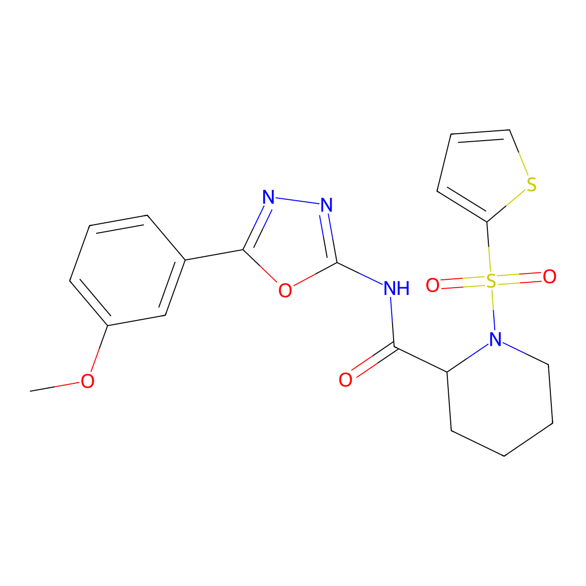 N-(5-(3-methoxyphenyl)-1,3,4-oxadiazol-2-yl)-1-(thiophen-2-ylsulfonyl)piperidine-2-carboxamide molecular structure, CAS 1098689-60-1