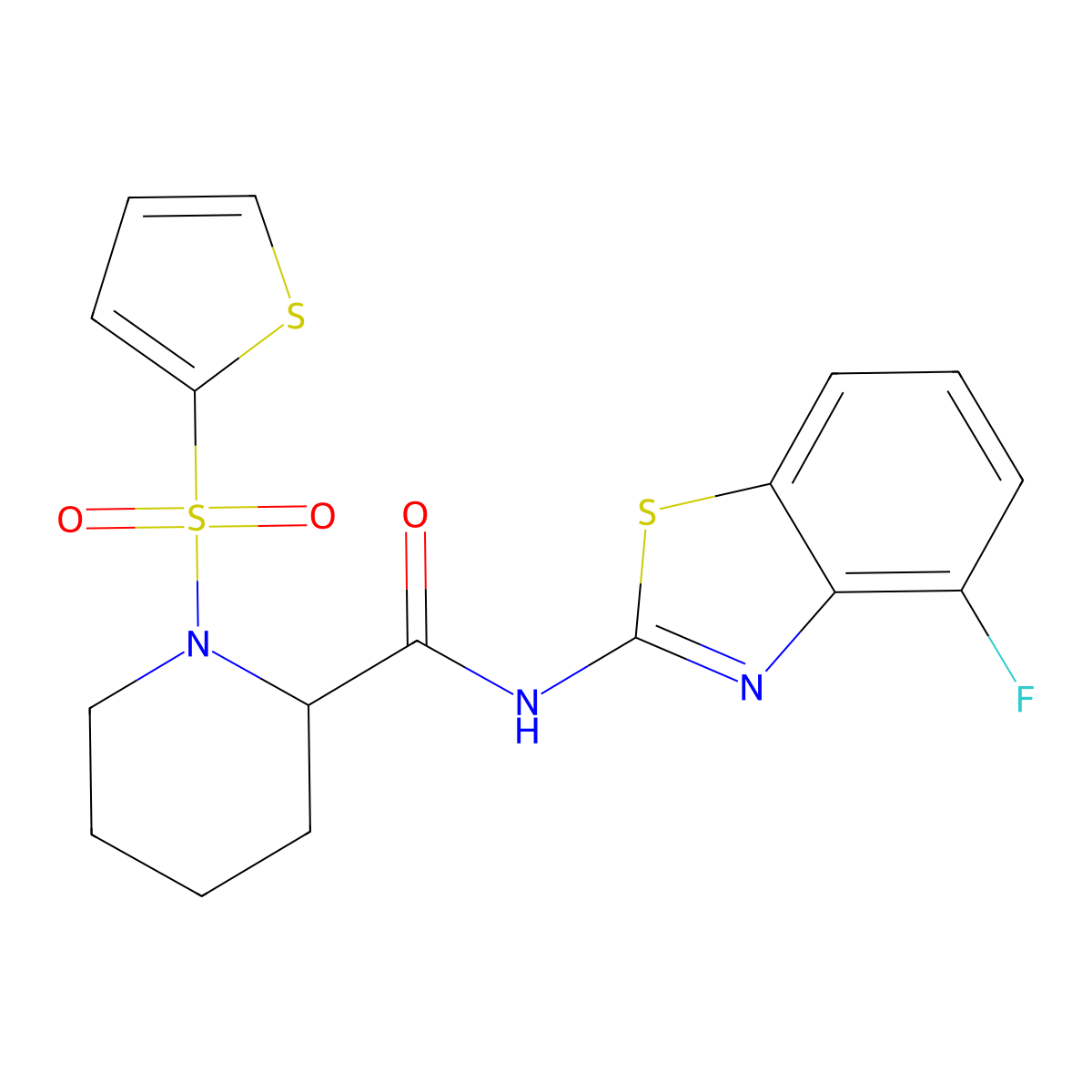 N-(4-fluorobenzo[d]thiazol-2-yl)-1-(thiophen-2-ylsulfonyl)piperidine-2-carboxamide molecular structure, CAS 1098689-82-7