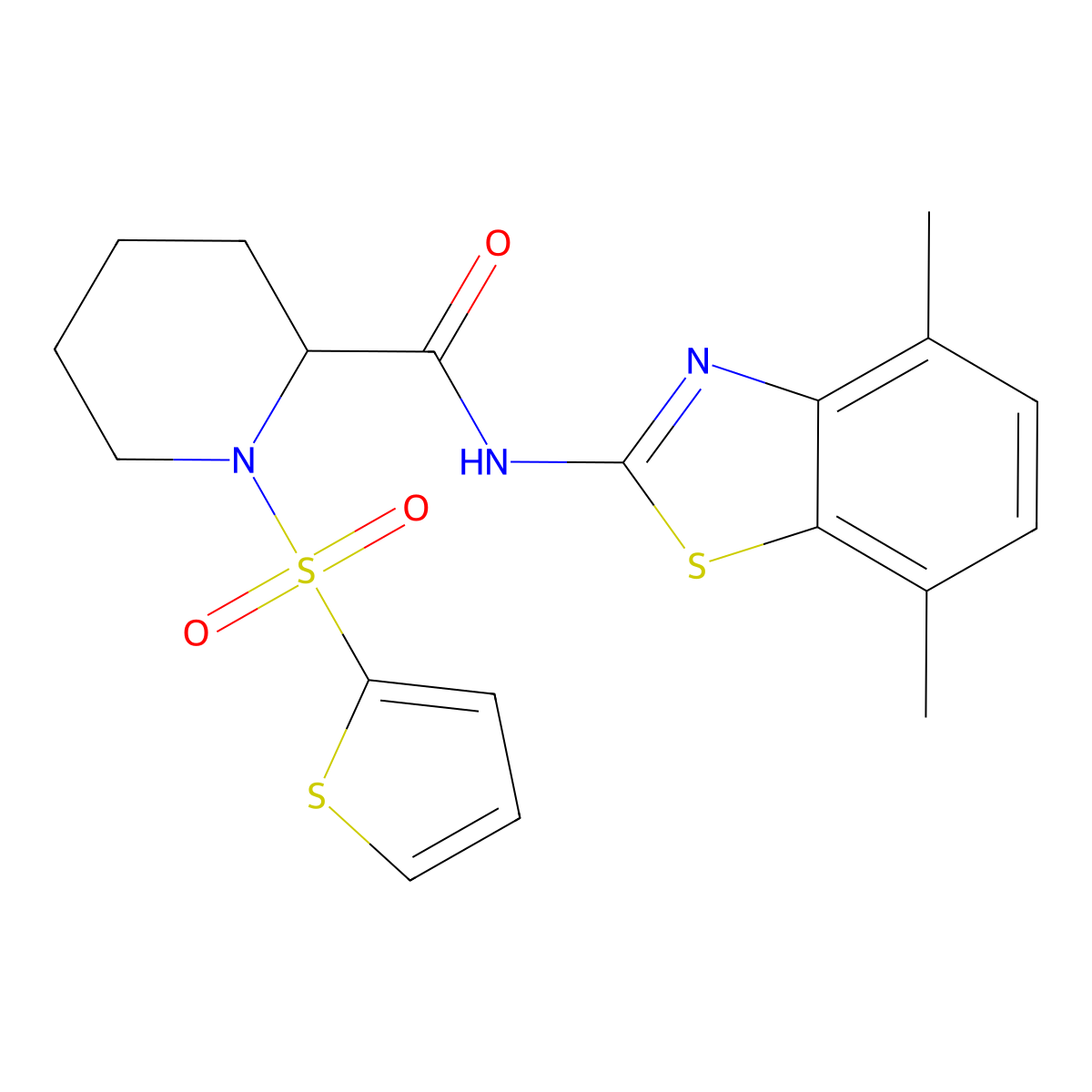 N-(4,7-dimethylbenzo[d]thiazol-2-yl)-1-(thiophen-2-ylsulfonyl)piperidine-2-carboxamide molecular structure, CAS 1098693-15-2