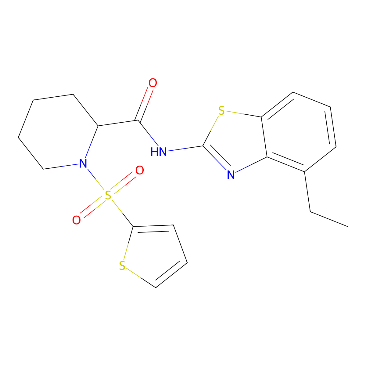 N-(4-ethylbenzo[d]thiazol-2-yl)-1-(thiophen-2-ylsulfonyl)piperidine-2-carboxamide molecular structure, CAS 1098719-20-0