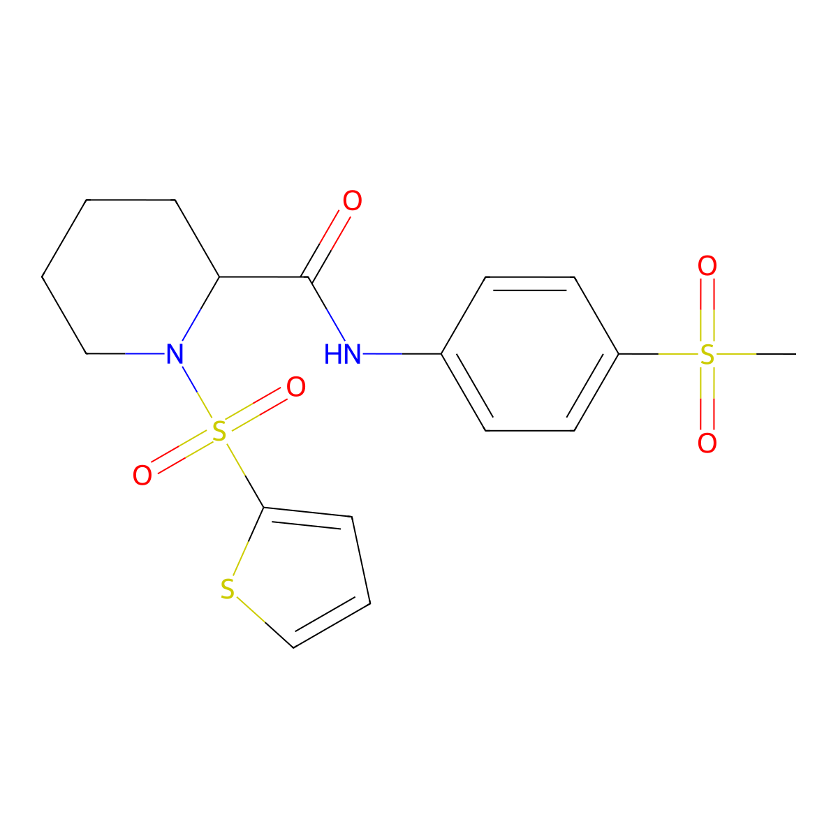 N-(4-(methylsulfonyl)phenyl)-1-(thiophen-2-ylsulfonyl)piperidine-2-carboxamide molecular structure, CAS 1098735-38-6