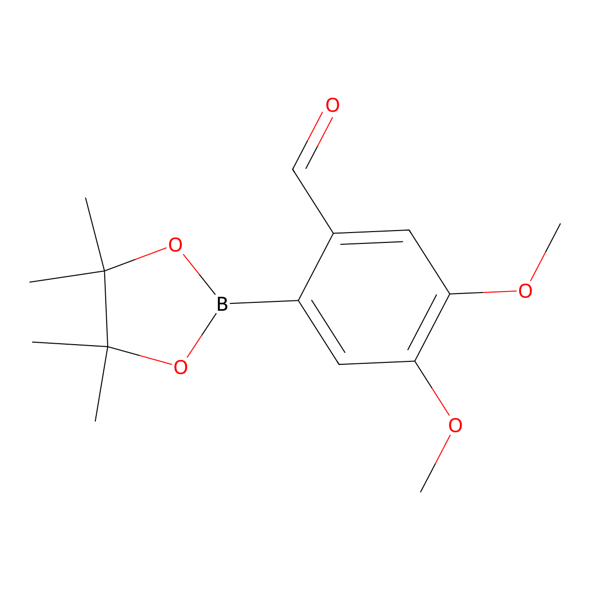 4,5-Dimethoxy-2-(4,4,5,5-tetramethyl-1,3,2-dioxaborolan-2-yl)benzaldehyde molecular structure, CAS 1098755-60-2