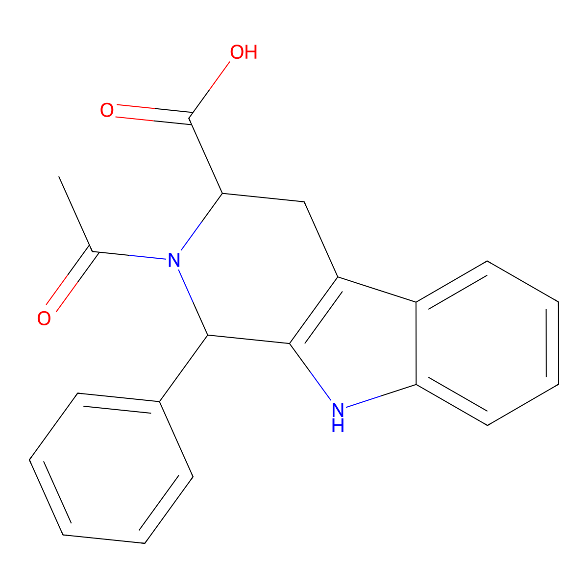 2-Acetyl-1-phenyl-1,3,4,9-tetrahydropyrido[3,4-b]indole-3-carboxylic acid molecular structure, CAS 1098770-48-9