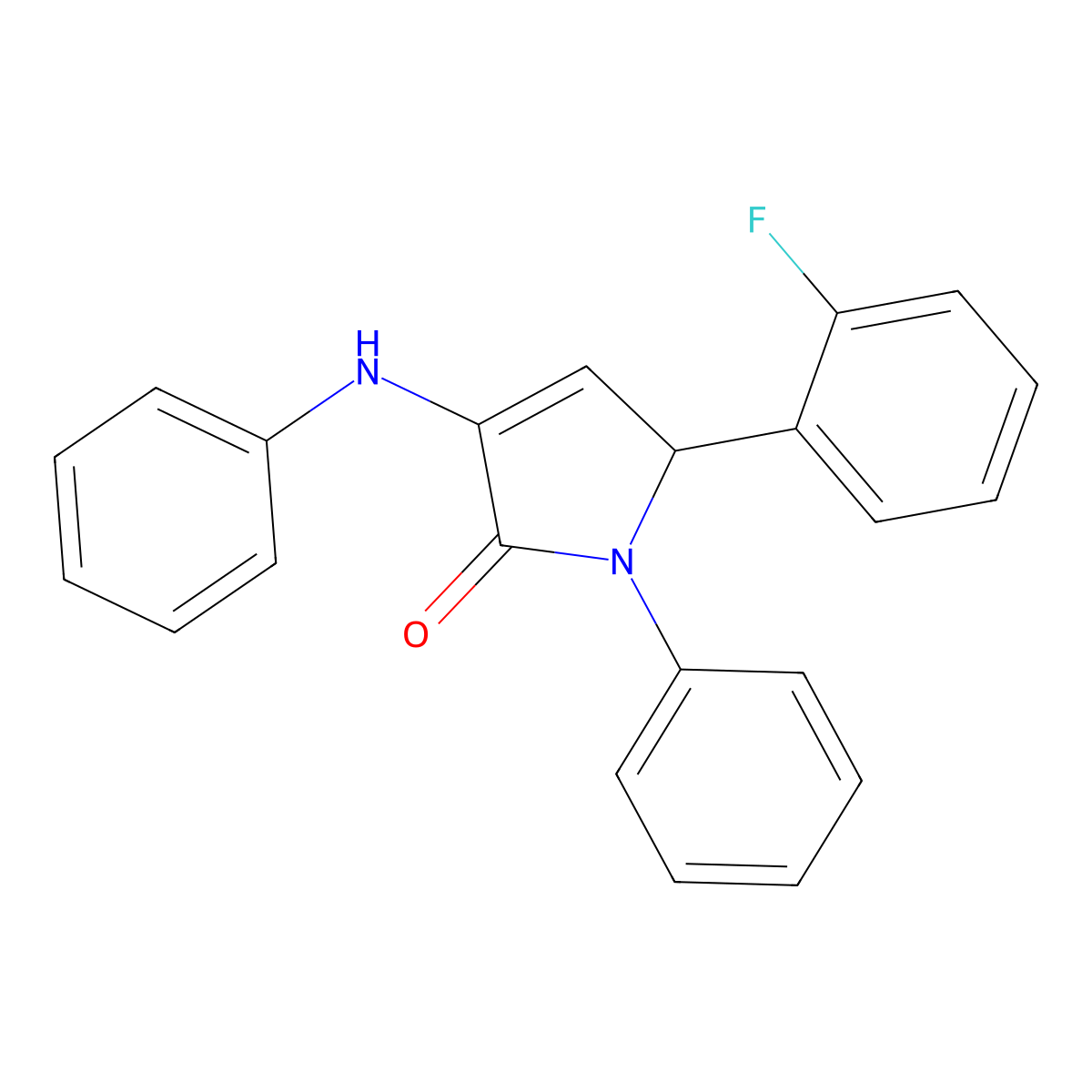 5-(2-Fluorophenyl)-1-phenyl-3-(phenylamino)-3-pyrrolin-2-one molecular structure, CAS 109878-18-4