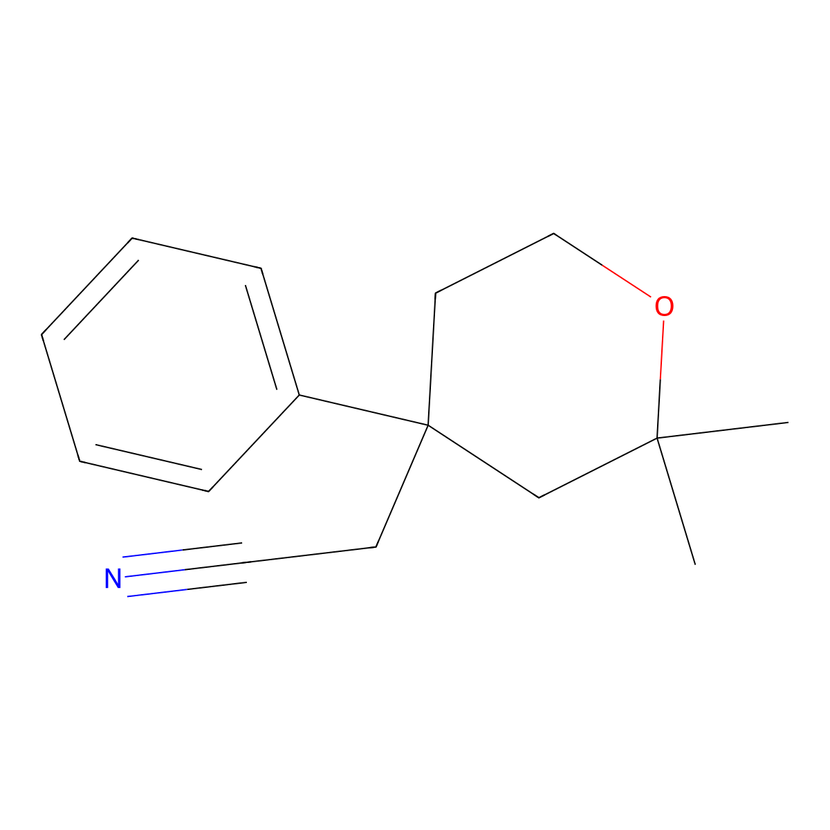 2-(2,2-Dimethyl-4-phenyltetrahydro-2H-pyran-4-YL)acetonitrile molecular structure, CAS 109878-46-8
