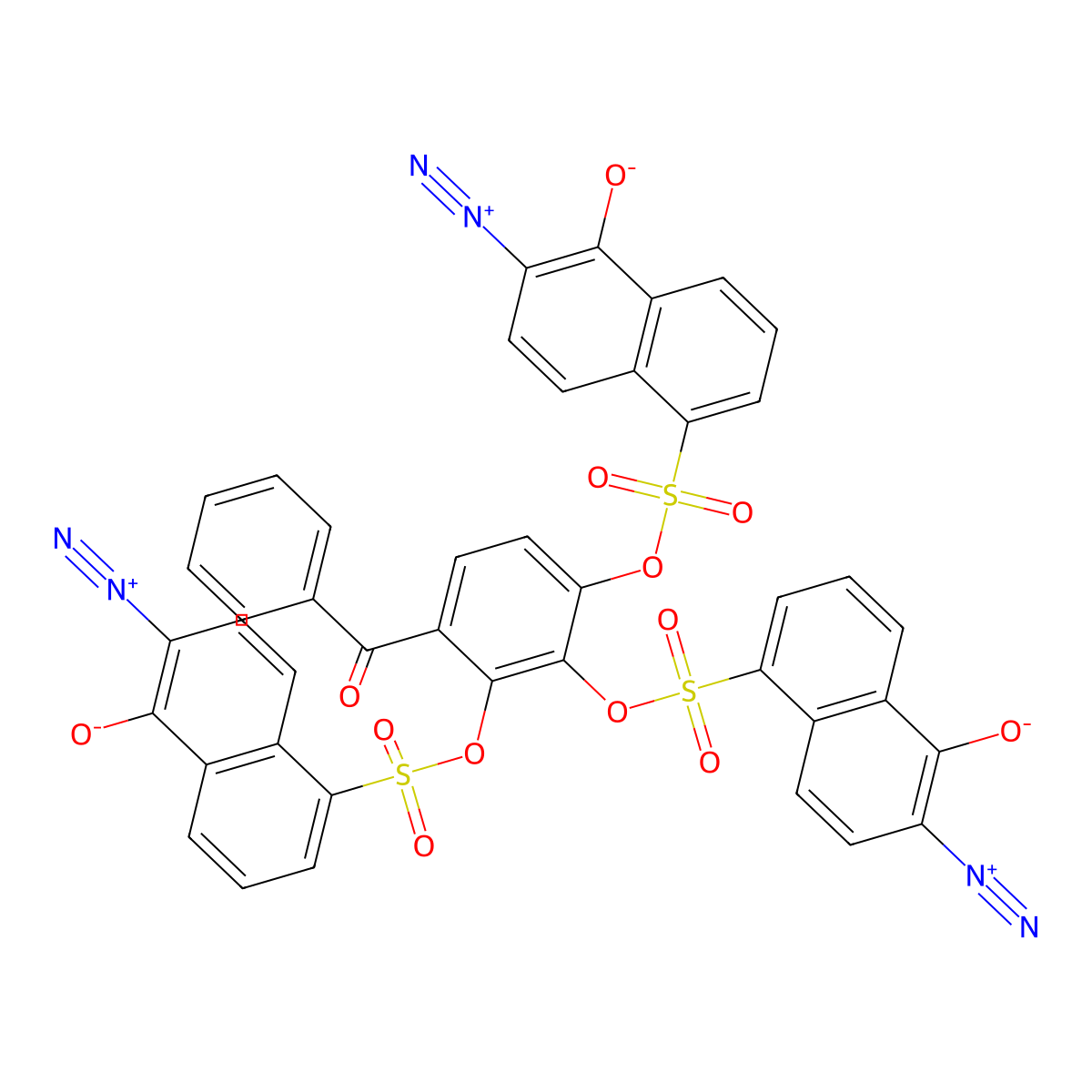 4-Benzoylbenzene-1,2,3-triyl tris(6-diazo-5,6-dihydro-5-oxonaphthalene-1-sulphonate) molecular structure, CAS 109879-05-2