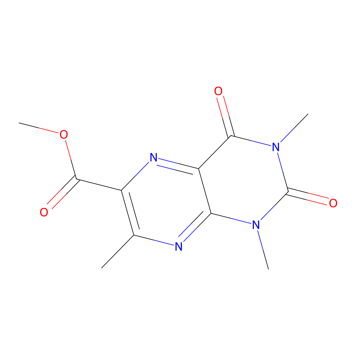 Methyl 1,3,7-trimethyl-2,4-dioxo-1,2,3,4-tetrahydropteridine-6-carboxylate molecular structure, CAS 109879-42-7