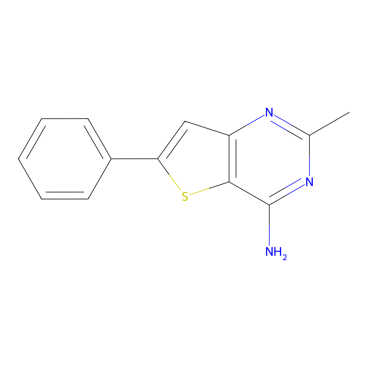 2-Methyl-6-phenylthieno[3,2-d]pyrimidin-4-amine molecular structure, CAS 109879-70-1