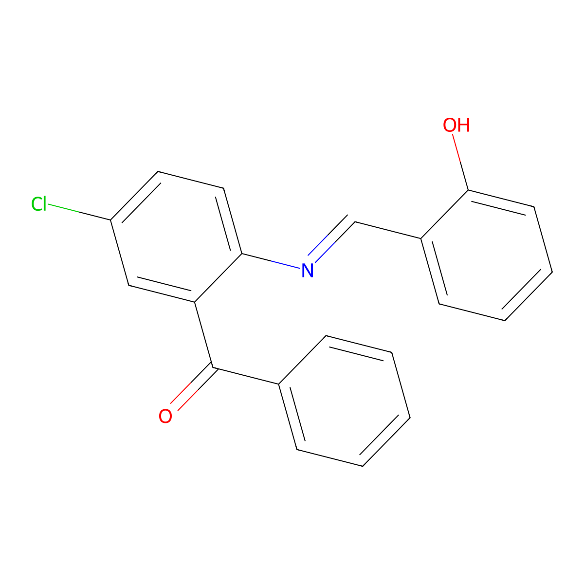 5-Chloro-2-(2-hydroxybenzylideneamino)benzophenone molecular structure, CAS 109881-51-8