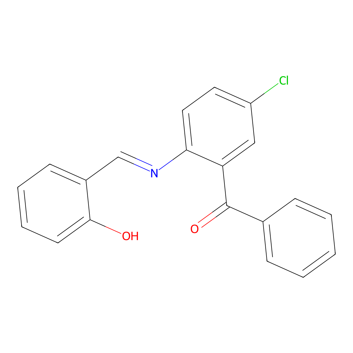 5-Chloro-2-(2-hydroxybenzylideneamino)benzophenone molecular structure, CAS 109881-51-8