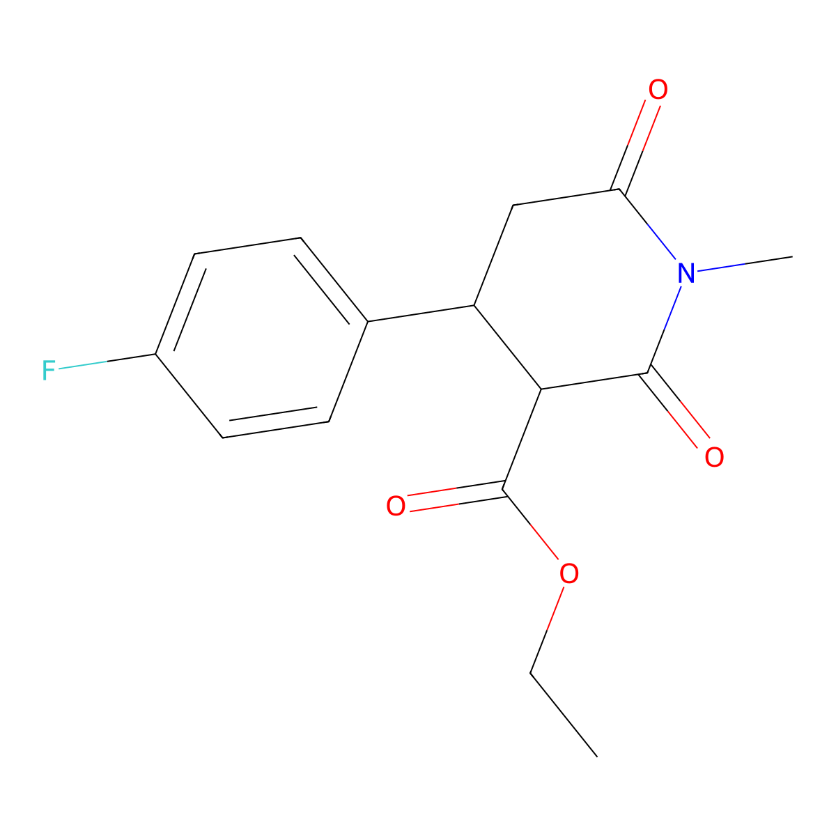 (3R,4S)-Ethyl 4-(4-fluorophenyl)-1-methyl-2,6-dioxopiperidine-3-carboxylate molecular structure, CAS 109887-52-7