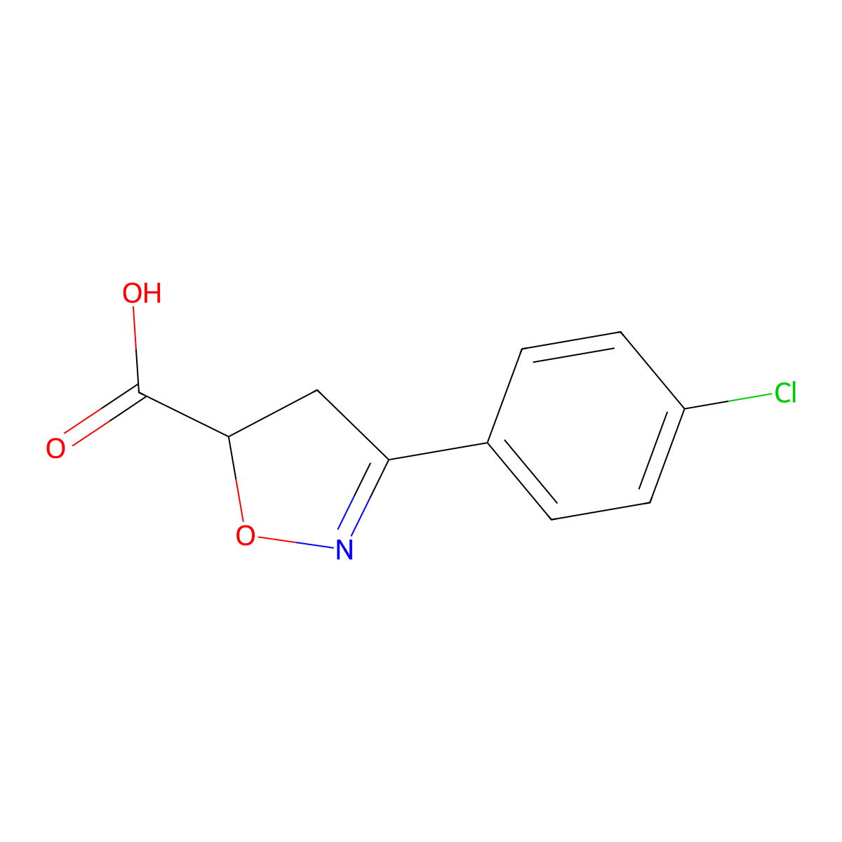 3-(4-Chlorophenyl)-4,5-dihydroisoxazole-5-carboxylic acid molecular structure, CAS 109888-59-7