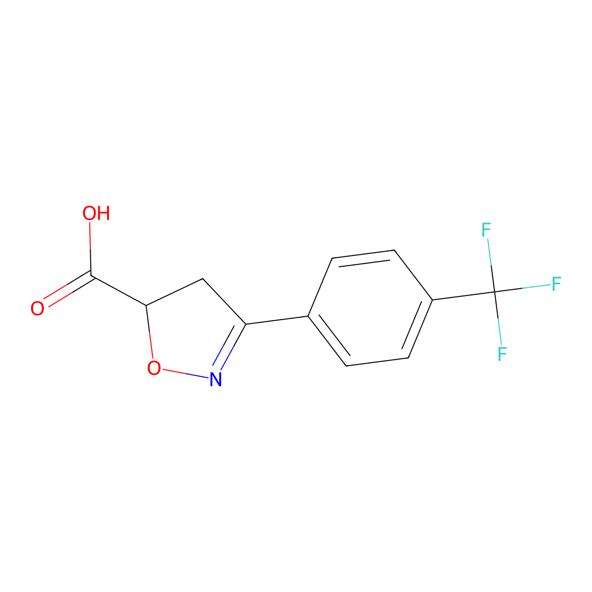 3-[4-(trifluoromethyl)phenyl]-4,5-dihydro-1,2-oxazole-5-carboxylic Acid molecular structure, CAS 109888-65-5