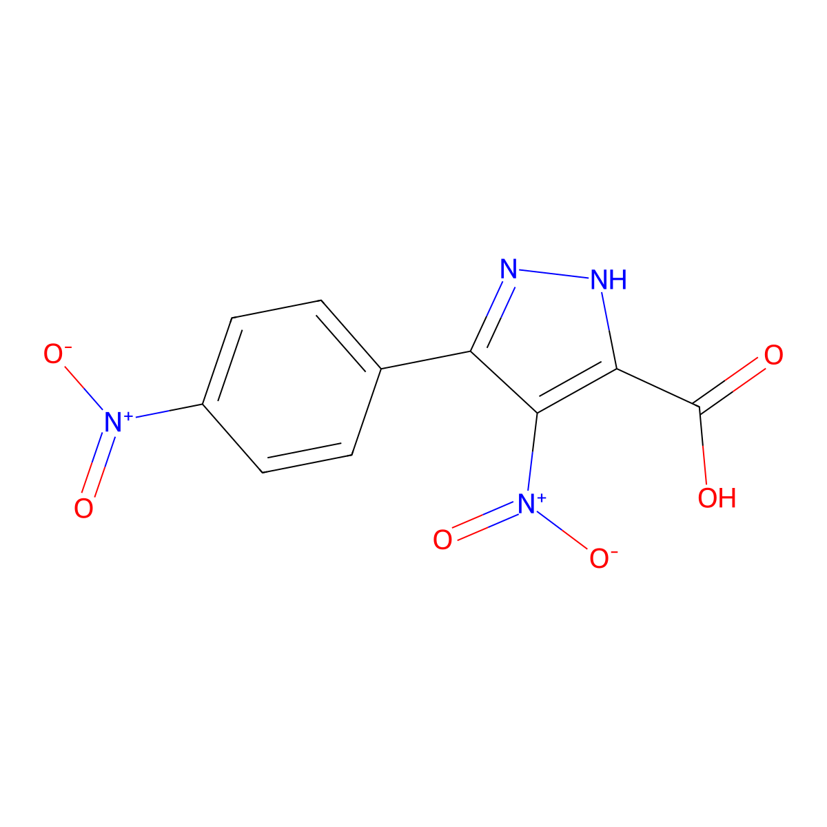 4-Nitro-5-(4-nitrophenyl)-1H-pyrazole-3-carboxylic acid molecular structure, CAS 109892-71-9