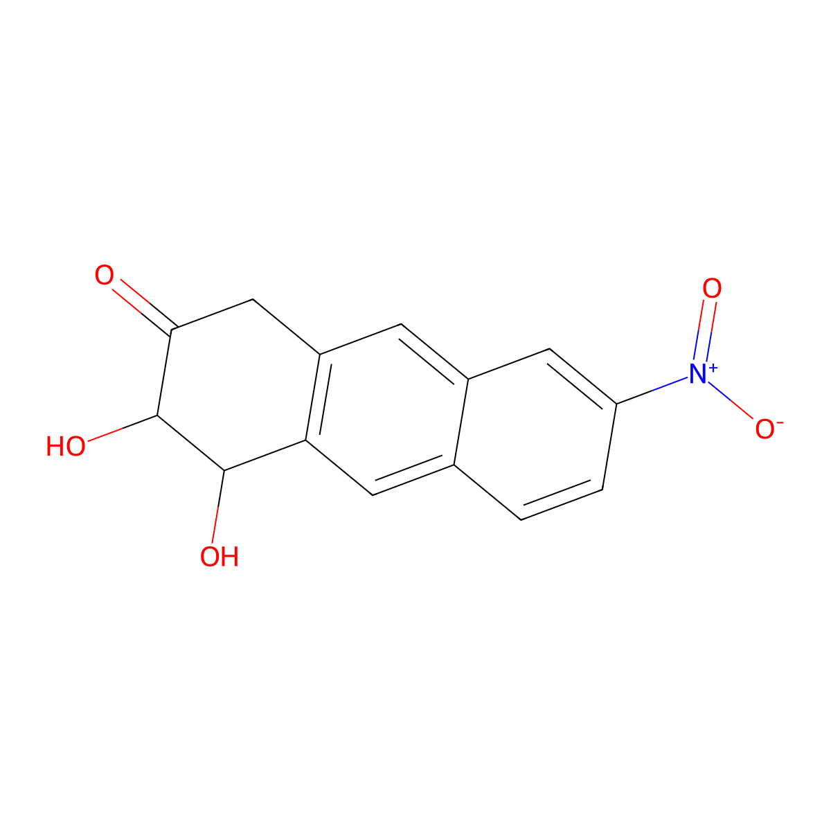 2-Nitroanthracene 7-keto-5,6,7,8-tetrahydro-trans-5,6-diol molecular structure, CAS 109897-80-5