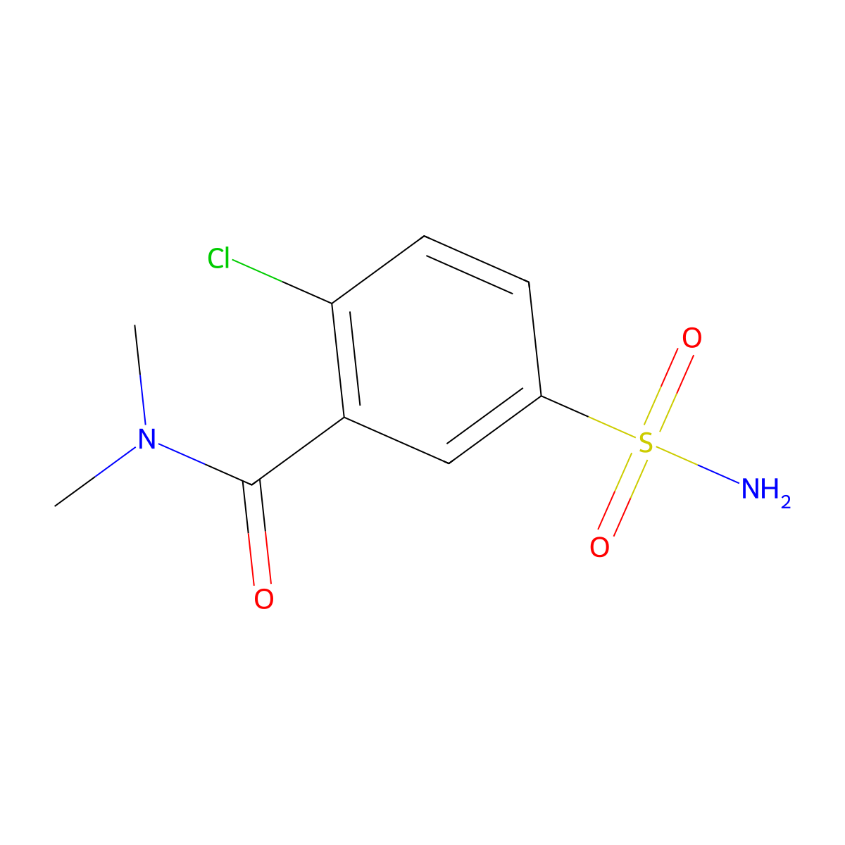 2-chloro-N,N-dimethyl-5-sulfamoylbenzamide molecular structure, CAS 1099011-81-0