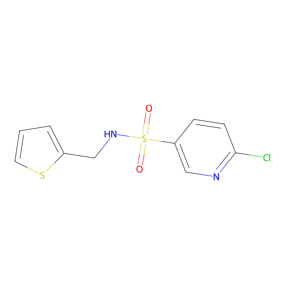 6-chloro-N-[(thiophen-2-yl)methyl]pyridine-3-sulfonamide molecular structure, CAS 1099011-89-8