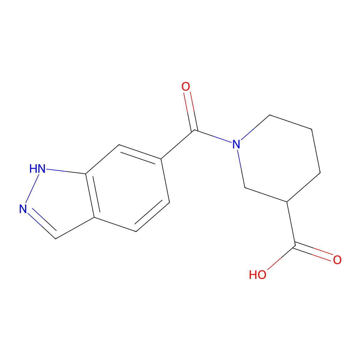1-(1H-indazole-6-carbonyl)piperidine-3-carboxylic acid molecular structure, CAS 1099016-73-5