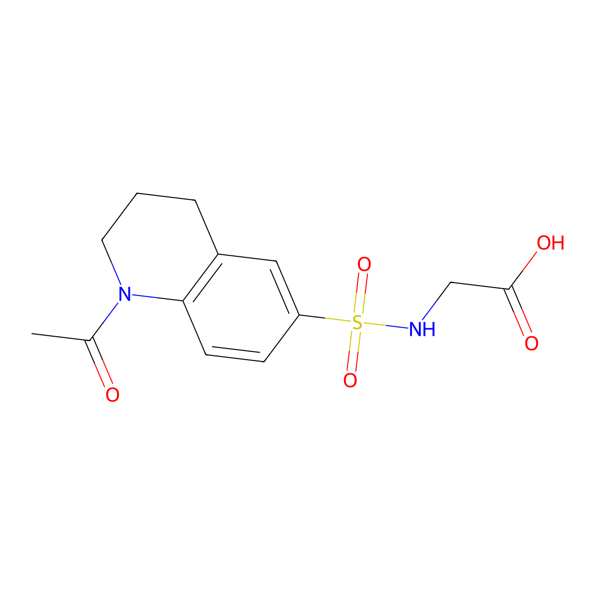 2-{[(1-Acetyl-1,2,3,4-tetrahydro-6-quinolinyl)sulfonyl]amino}acetic acid molecular structure, CAS 1099024-12-0