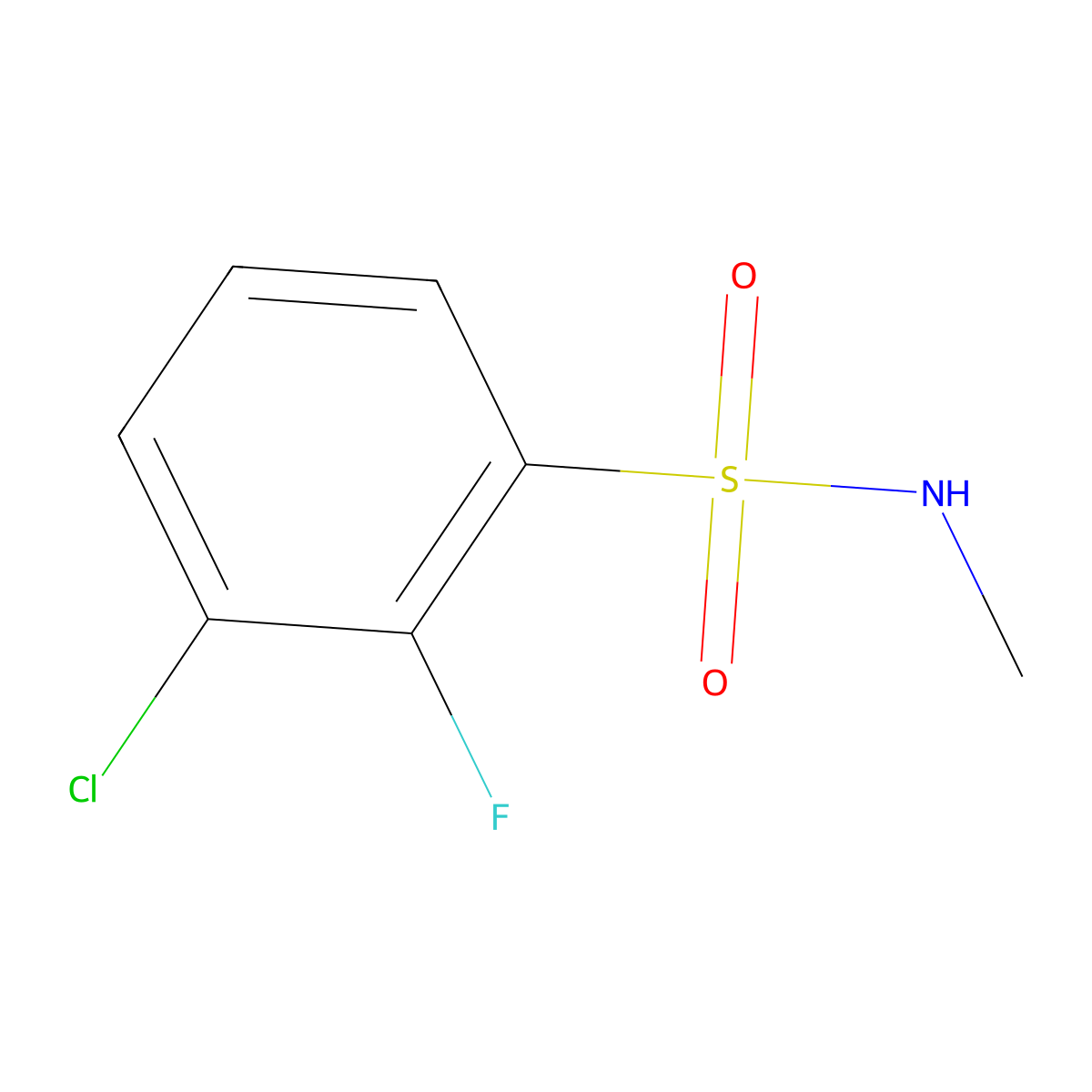 3-Chloro-2-fluoro-N-methylbenzene-1-sulfonamide molecular structure, CAS 1099029-88-5