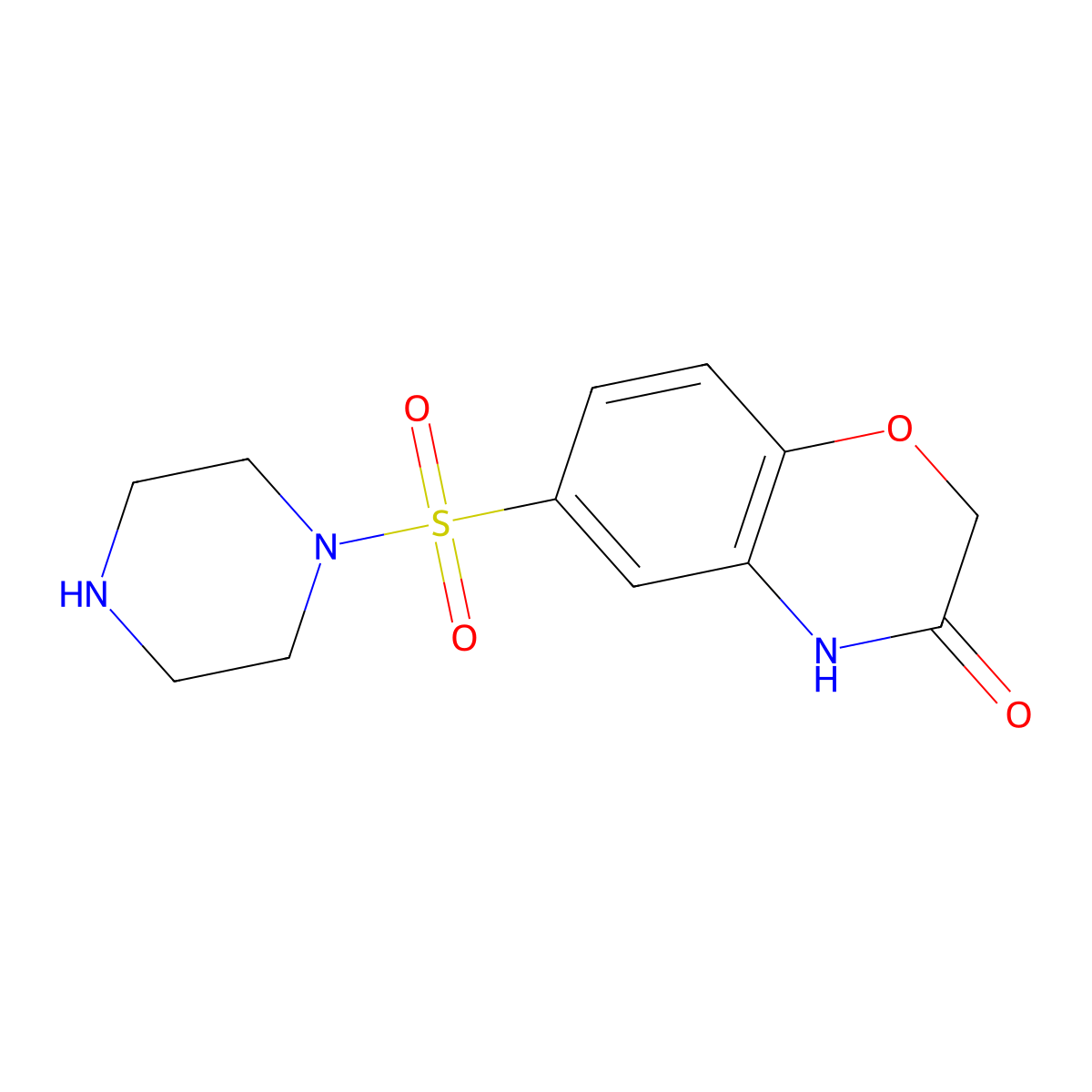 6-(Piperazine-1-sulfonyl)-3,4-dihydro-2H-1,4-benzoxazin-3-one molecular structure, CAS 1099030-05-3
